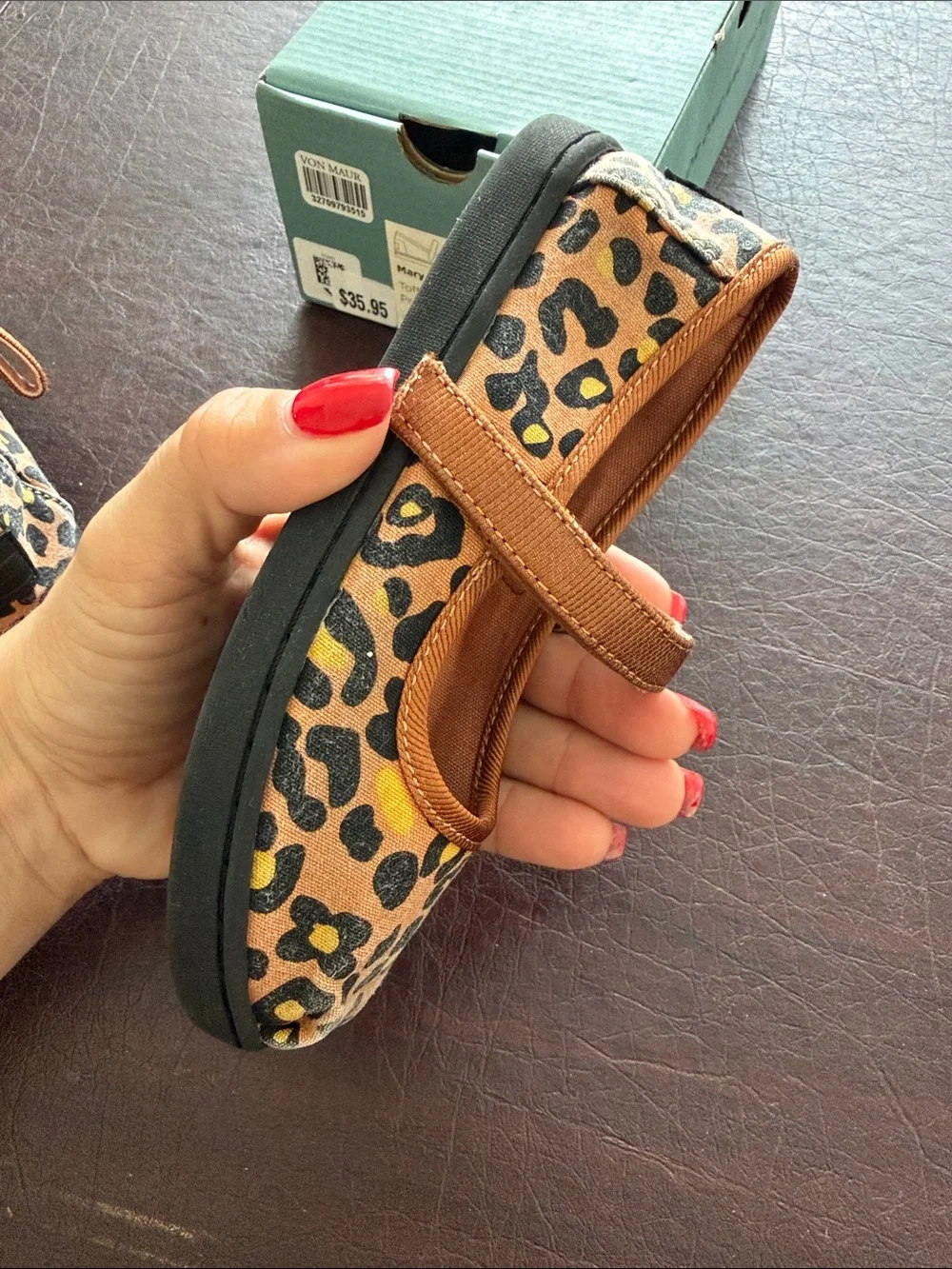 Toms Girls Leopard Print Mary Janes in Brown and Black
